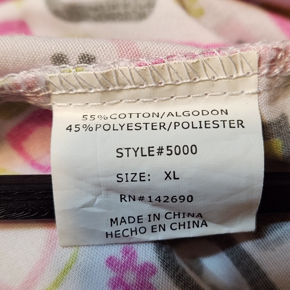 JDM Uniforms Scrubs XL Top Pink Gray Green Cotton Blend - Picture 9 of 9